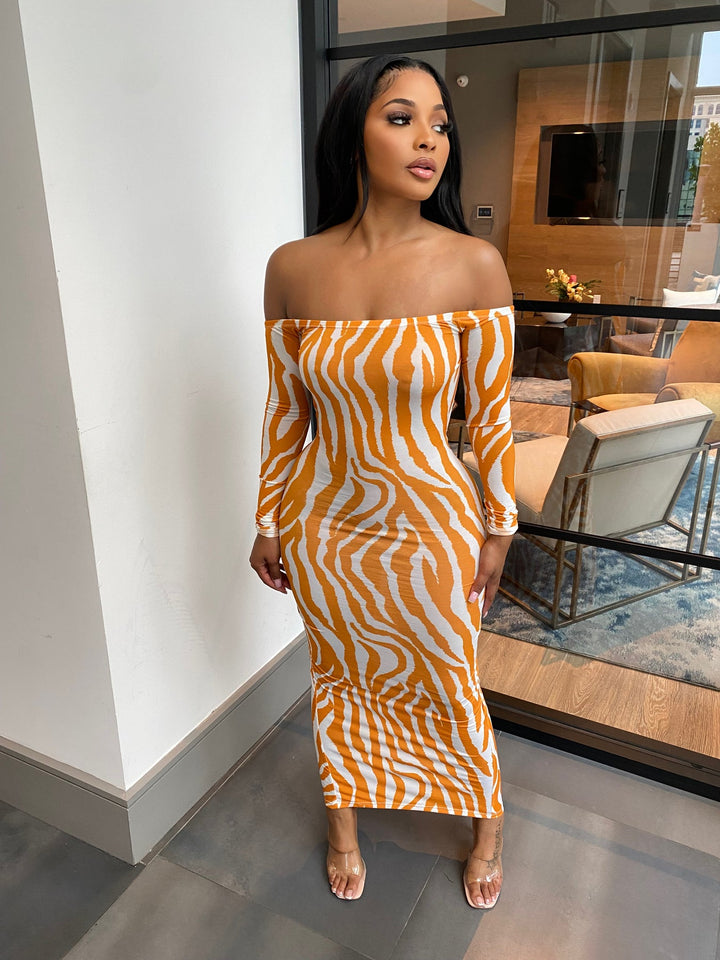 Thats Wild Zebra Backless Maxi Dress