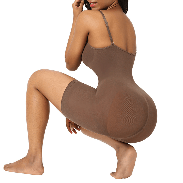 Seamless Sculpting Mid Thigh Bodysuit - Cocoa