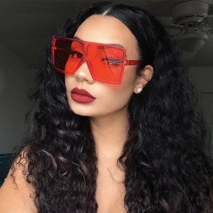 Oversized Square Sunglasses - Red