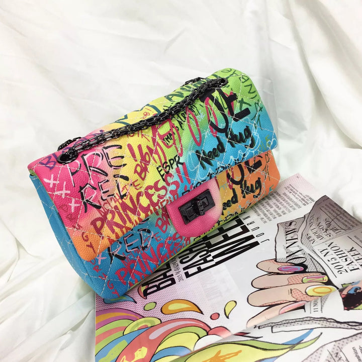 Graffiti Print Quilted Bag